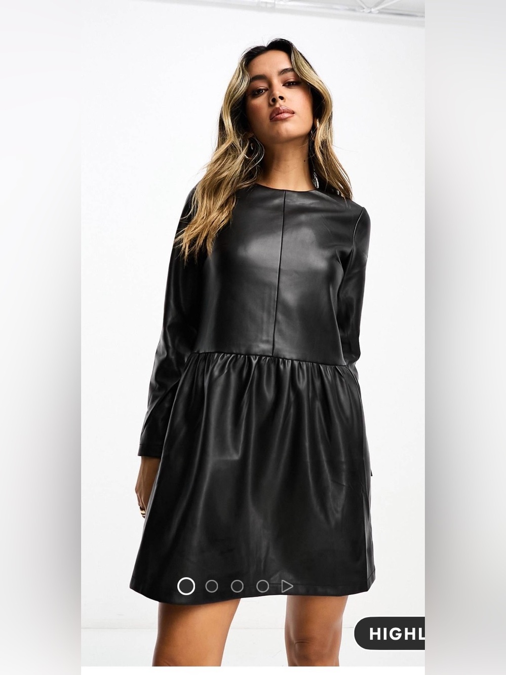 Never Fully Dressed  PU smock mini dress in black